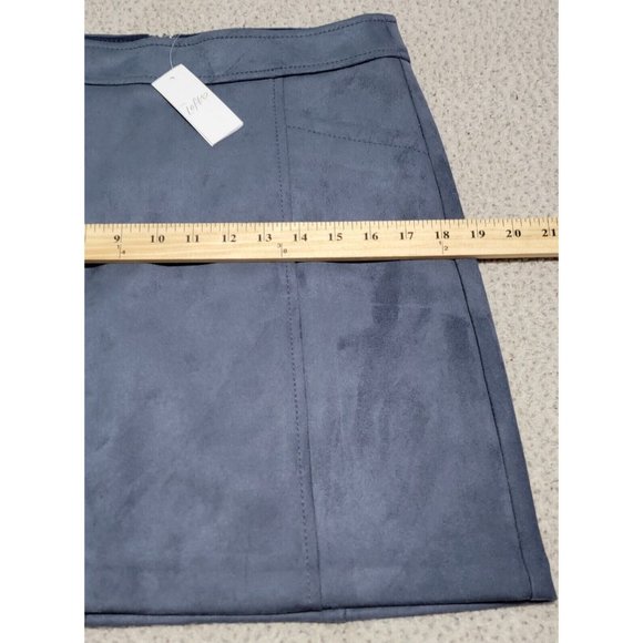 LOFT Womens Blue Faux Suede Mini Skirt w/ Front Pockets Back Zip Size 6 NWT - Picture 9 of 13